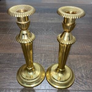 Vintage Victorian Style 10” Solid Bronze 2 Candlestick Holders